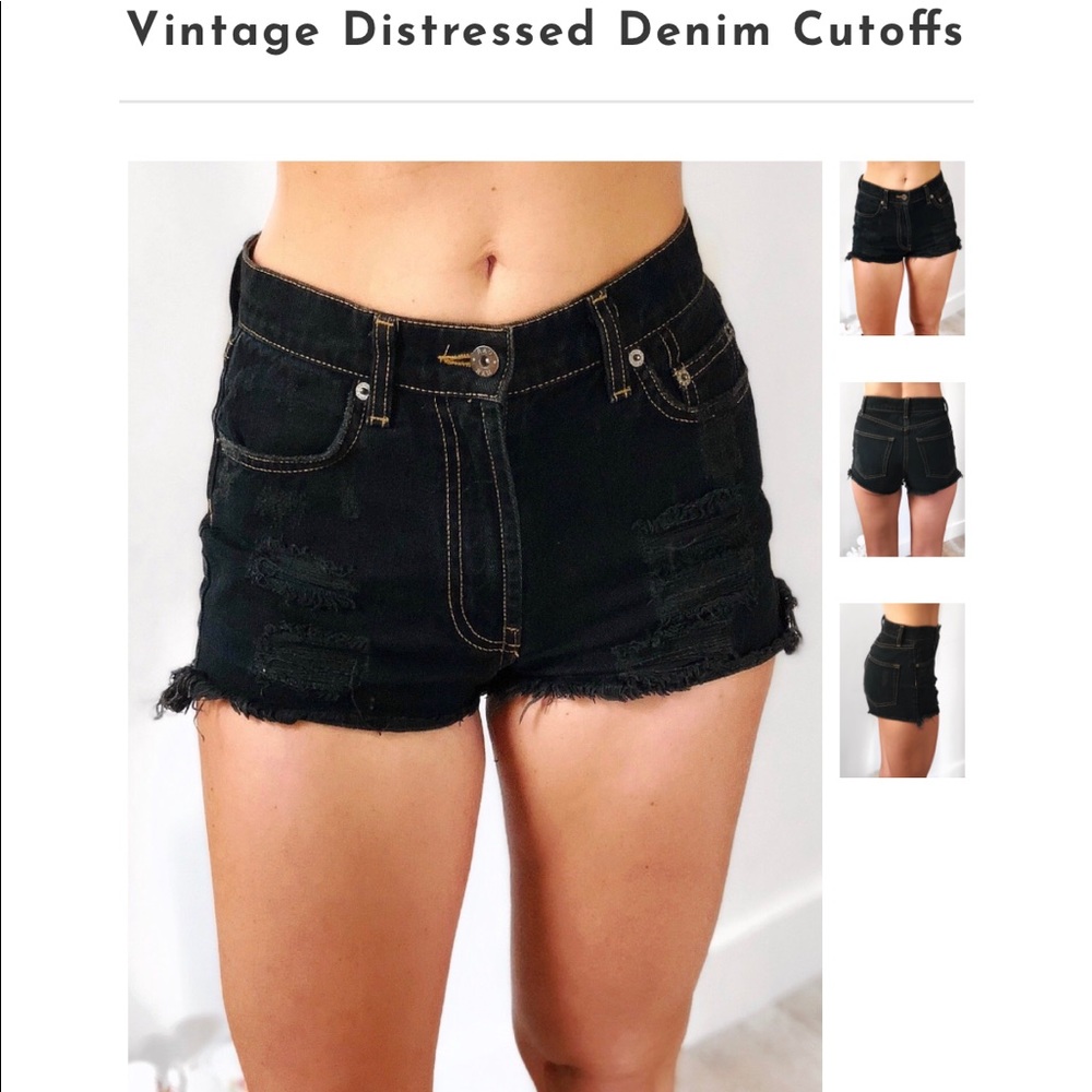 LF CARMAR Highwasted Black Distressed Cutoffs